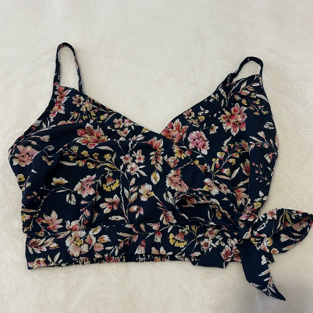 Navy blue floral top